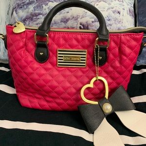 Betsey Johnson Hot Pink Handbag W/ Shoulder Strap - image 1